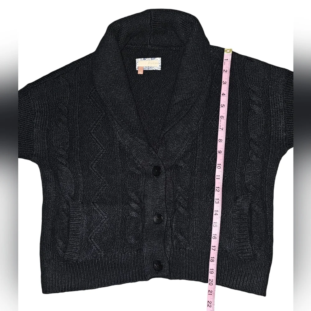 Pilcro Anthropologie Womens Black Shawl Cable-knit Button Cardigan Size Small - Picture 11 of 16
